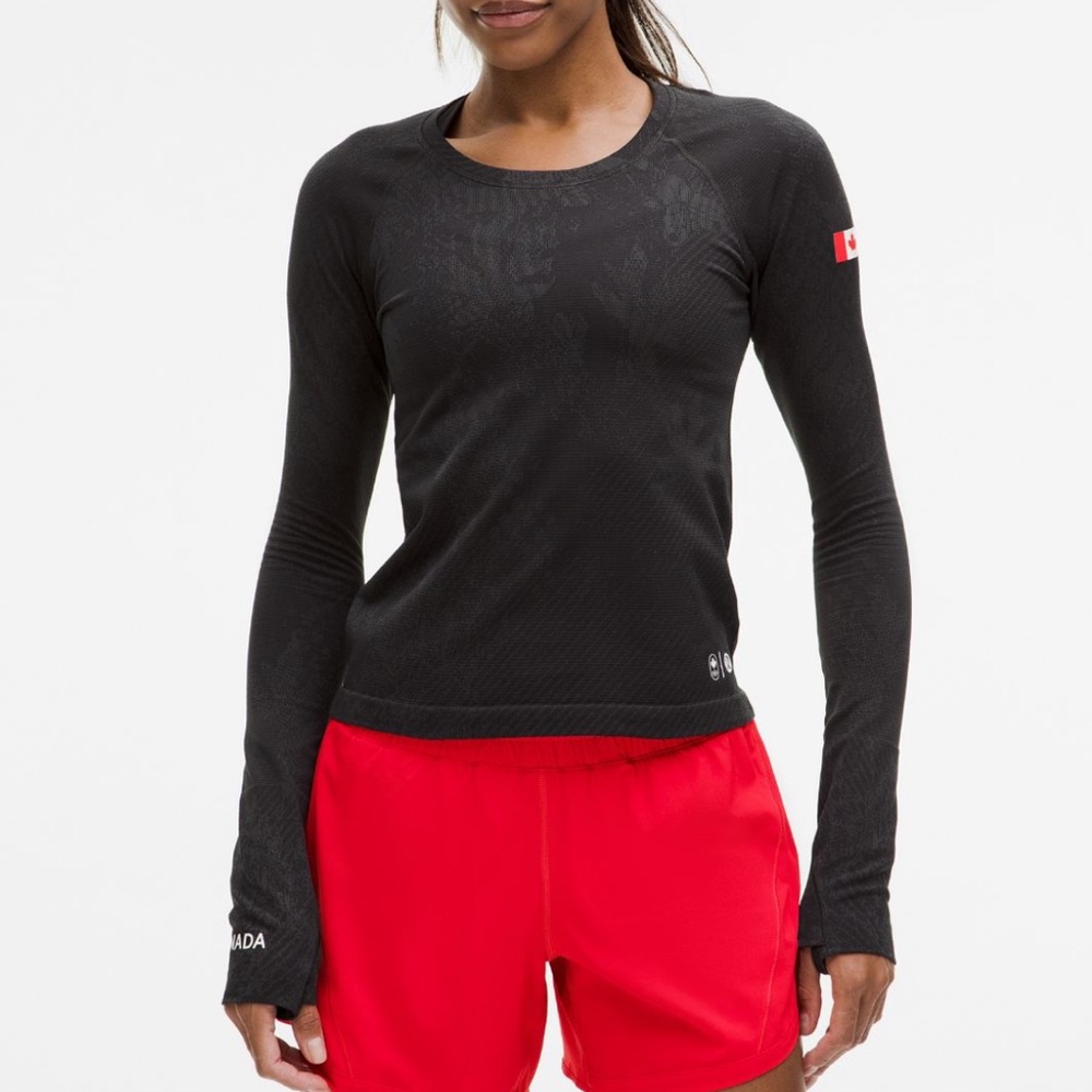 Lululemon Team Canada Swiftly Tech Long Sleeve LS 2.0 Waist Length size 0 Size 2
